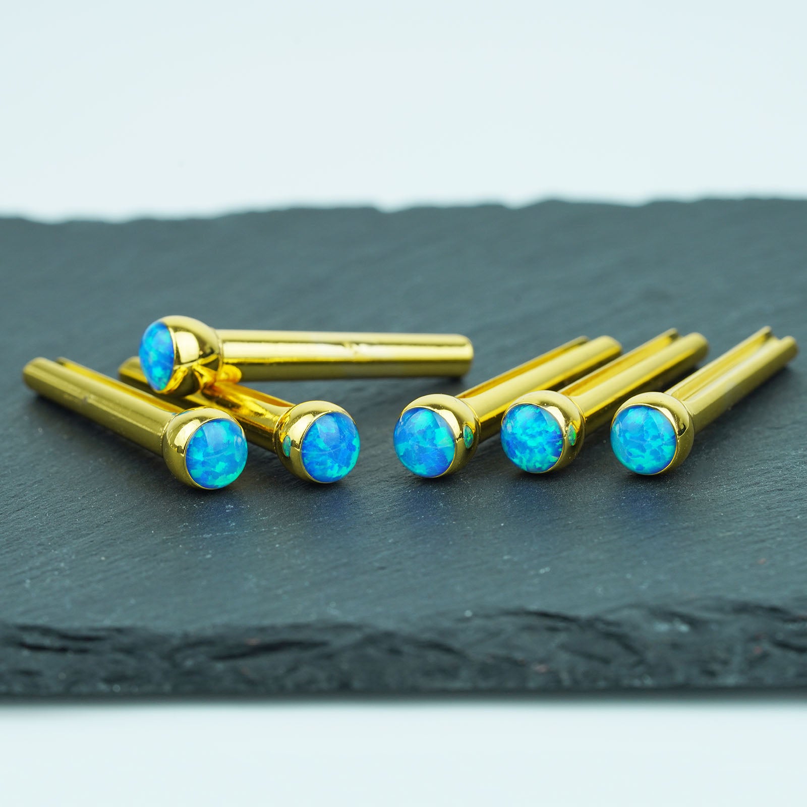 Acoustic Guitar Bridge Pins – Blue Glass Inlays | Guyker