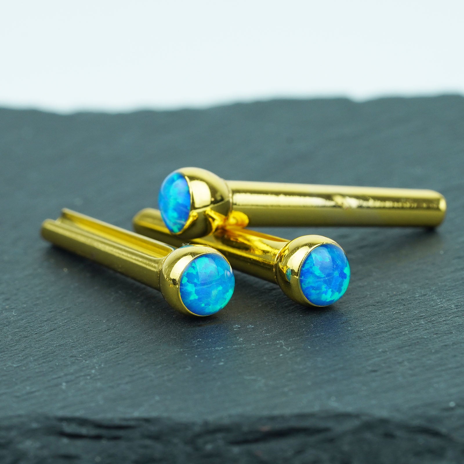 Acoustic Guitar Bridge Pins – Blue Glass Inlays | Guyker