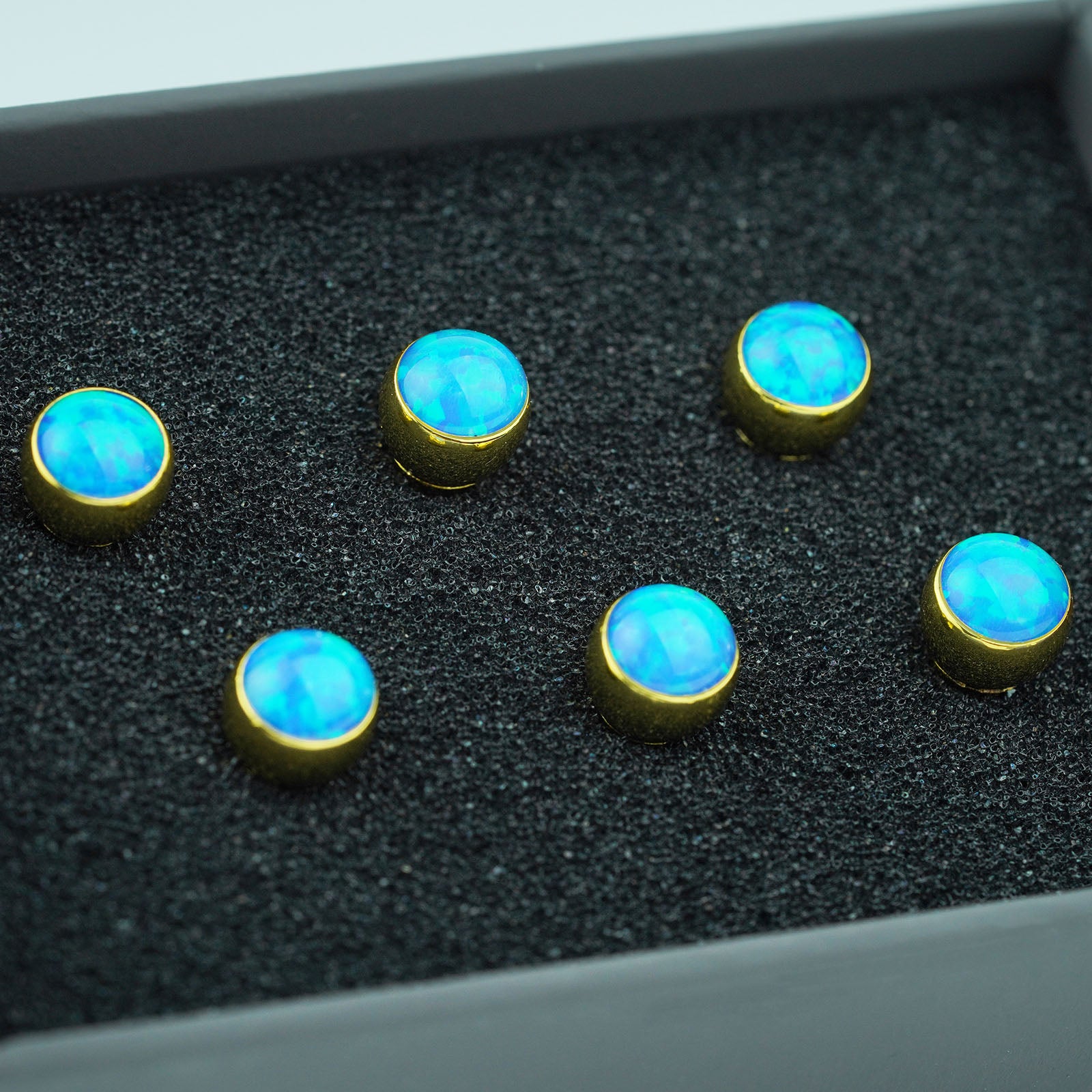 Acoustic Guitar Bridge Pins – Blue Glass Inlays | Guyker