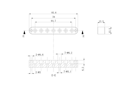 Aluminum 7-String Ferrule Block for Through-Body Guitars Guyker