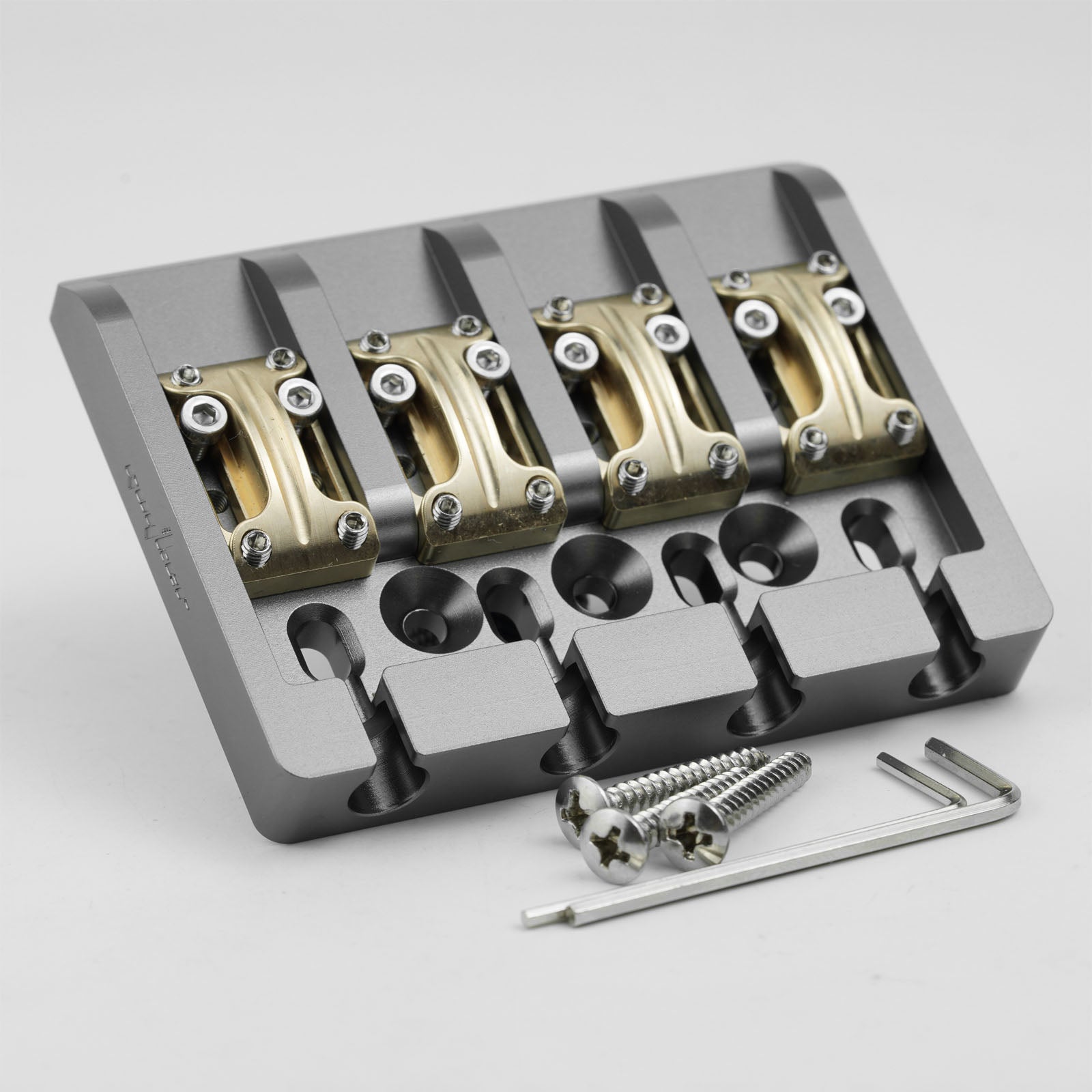 Aluminum Alloy Bass Bridge with Brass Saddles – 4 String Guyker