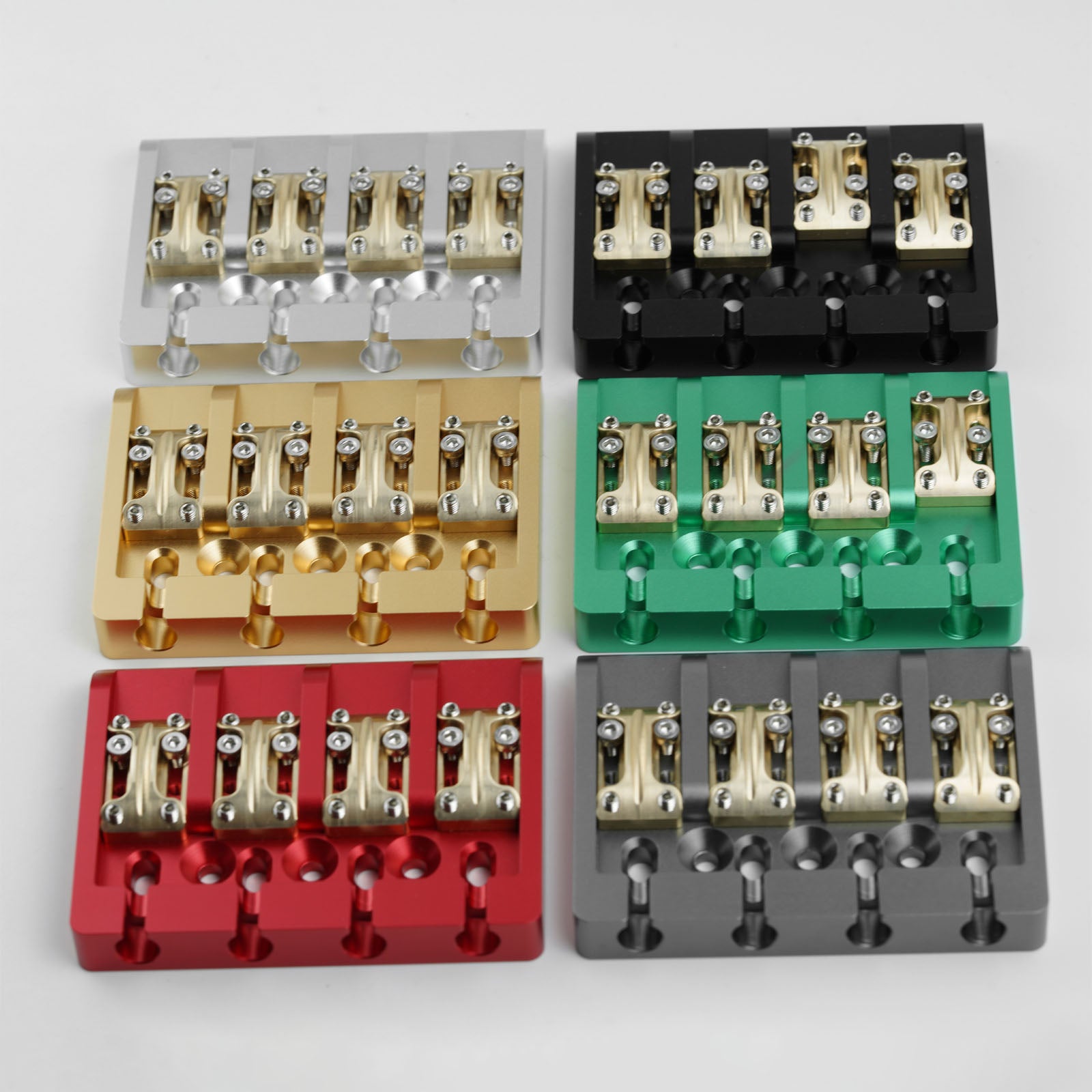 Aluminum Alloy Bass Bridge with Brass Saddles – 4 String Guyker