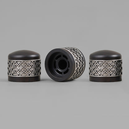 Antique Silver & Gold Potentiometer Control Knobs with Window Detailing Dia. 6mm for Guitar & Bass | Guyker
