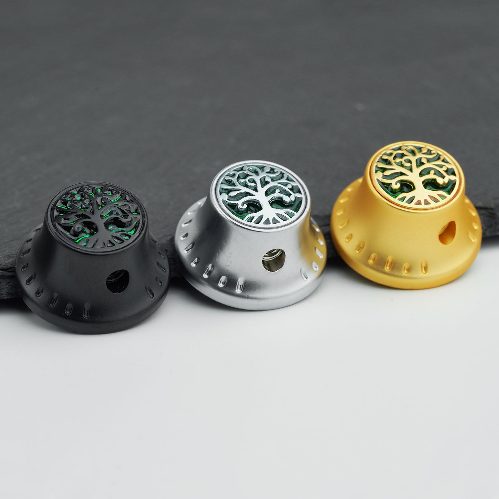 Bell‑Shaped Aluminum Control Knobs with Tree of Life Top Dia. 6.3mm for Electric Guitar & Bass | Guyker