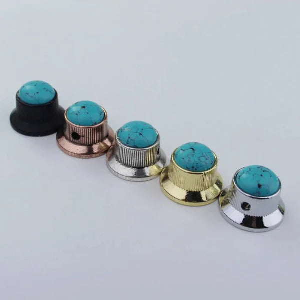 Blue Turquoise Surface Metal Control Knobs Dia. 6mm for Electric Guitar & Bass | Guyker