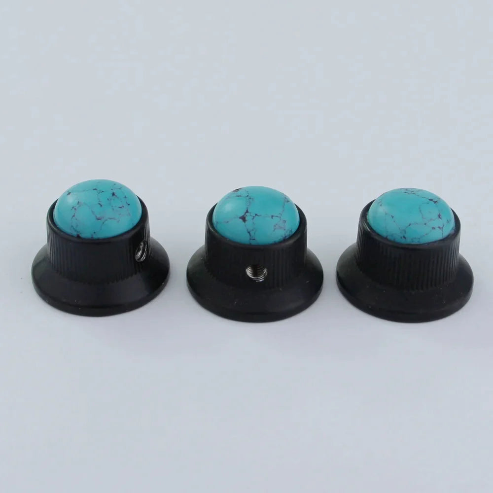 Blue Turquoise Surface Metal Control Knobs Dia. 6mm for Electric Guitar & Bass | Guyker