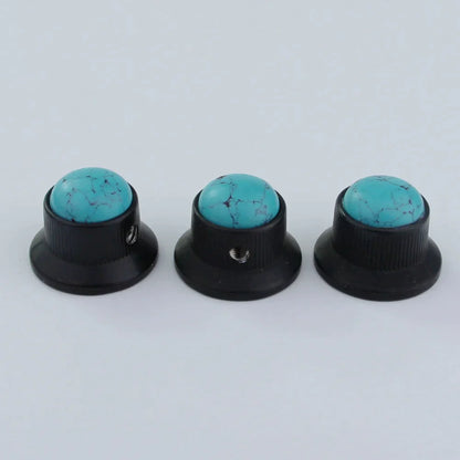 Blue Turquoise Surface Metal Control Knobs Dia. 6mm for Electric Guitar & Bass | Guyker