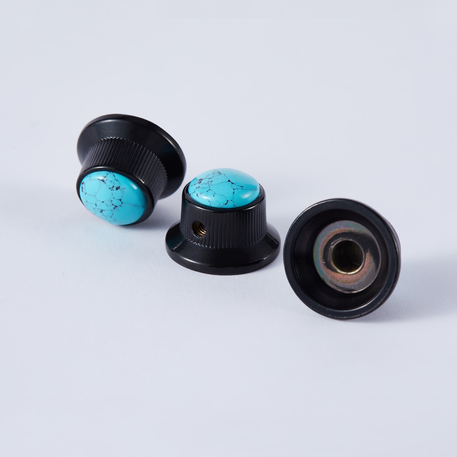 Blue Turquoise Surface Metal Control Knobs Dia. 6mm for Electric Guitar & Bass | Guyker