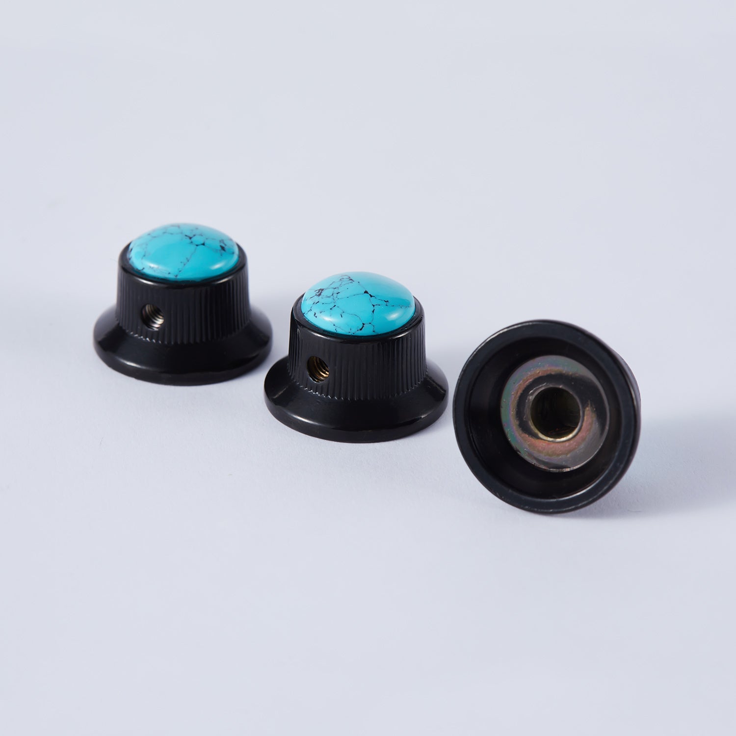 Blue Turquoise Surface Metal Control Knobs Dia. 6mm for Electric Guitar & Bass | Guyker