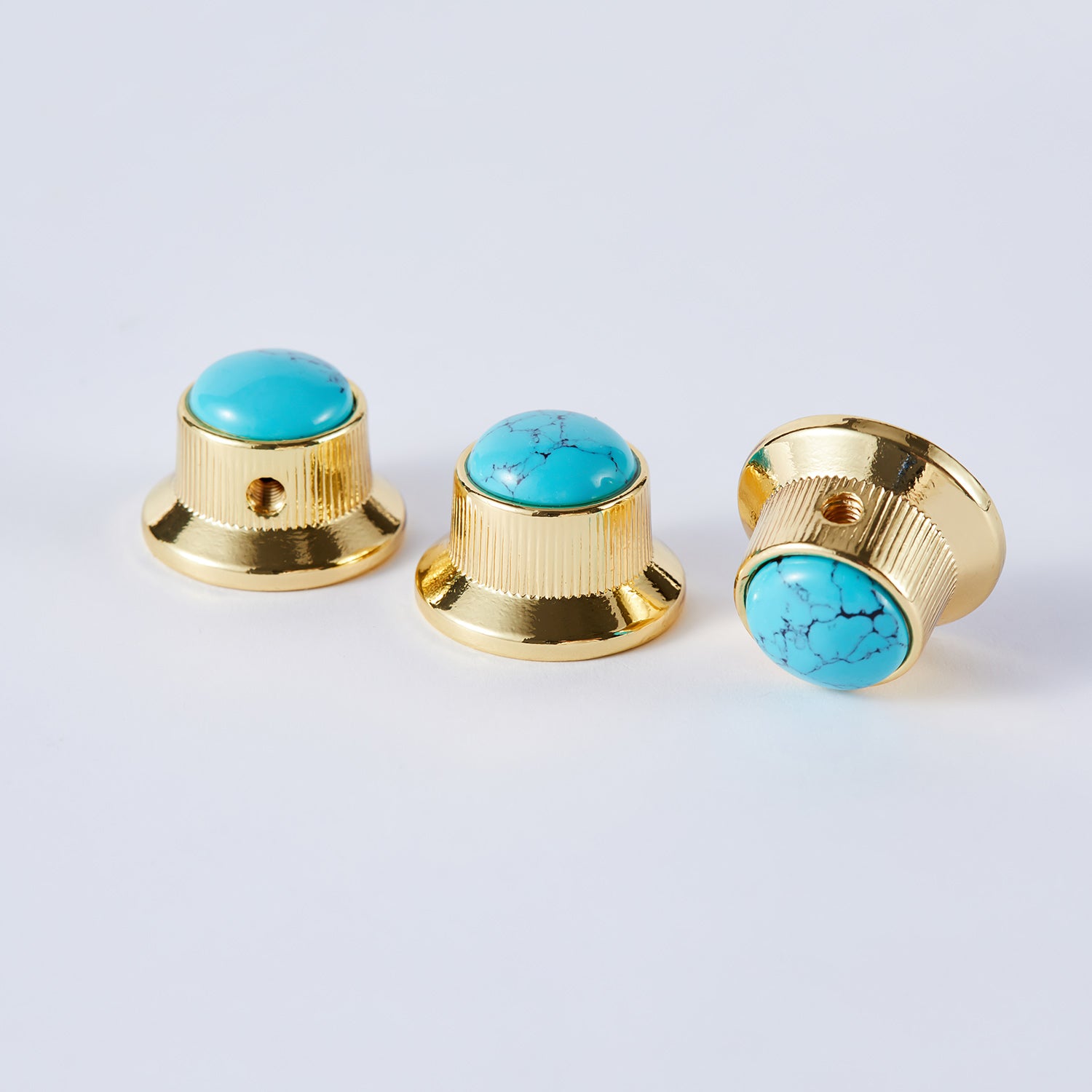 Blue Turquoise Surface Metal Control Knobs Dia. 6mm for Electric Guitar & Bass | Guyker