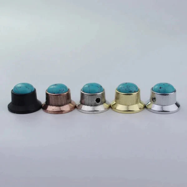Blue Turquoise Surface Metal Control Knobs Dia. 6mm for Electric Guitar & Bass | Guyker