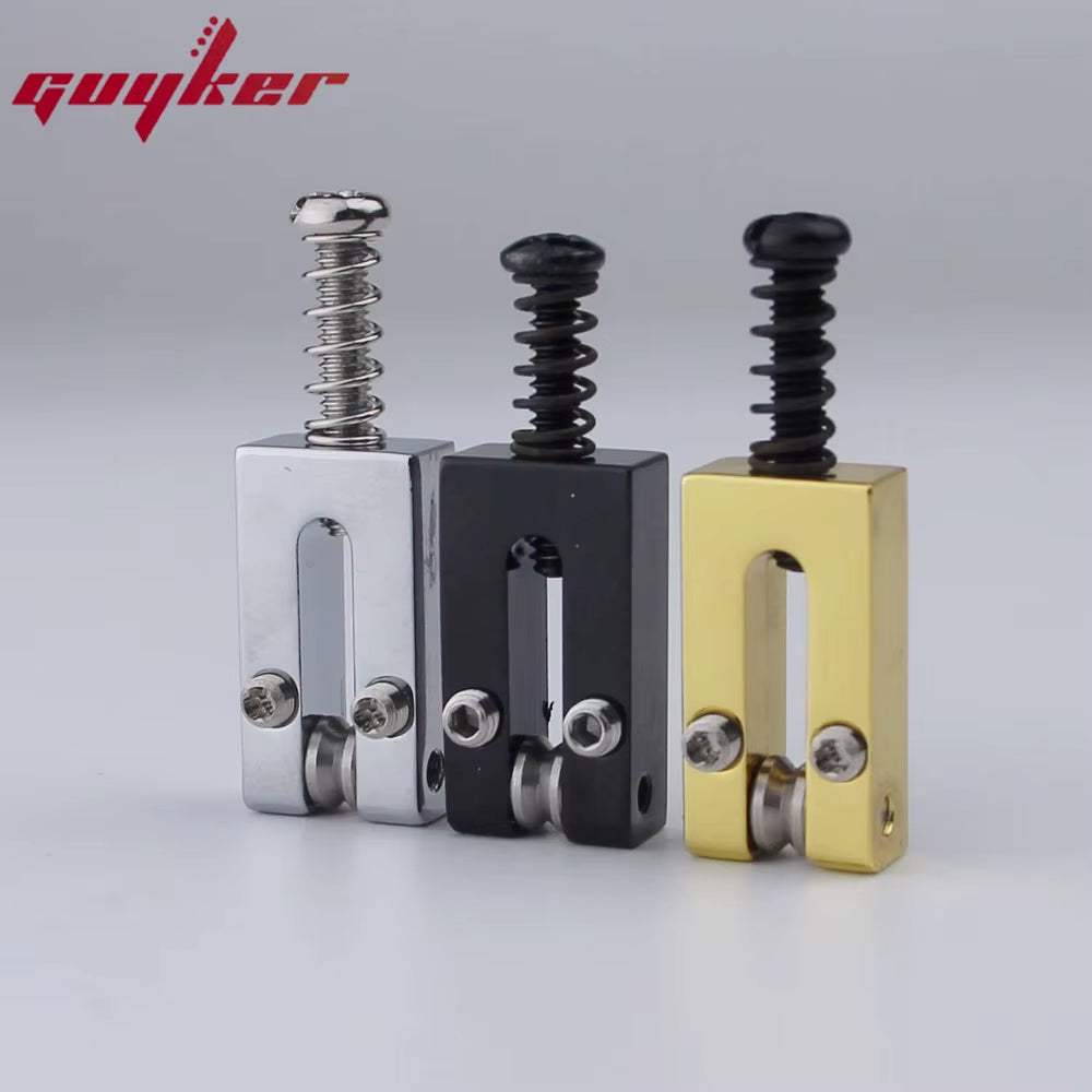 Brass Bridge Roller Saddles For FD Strat & Tele Electric Guitar With Black Screws Guyker