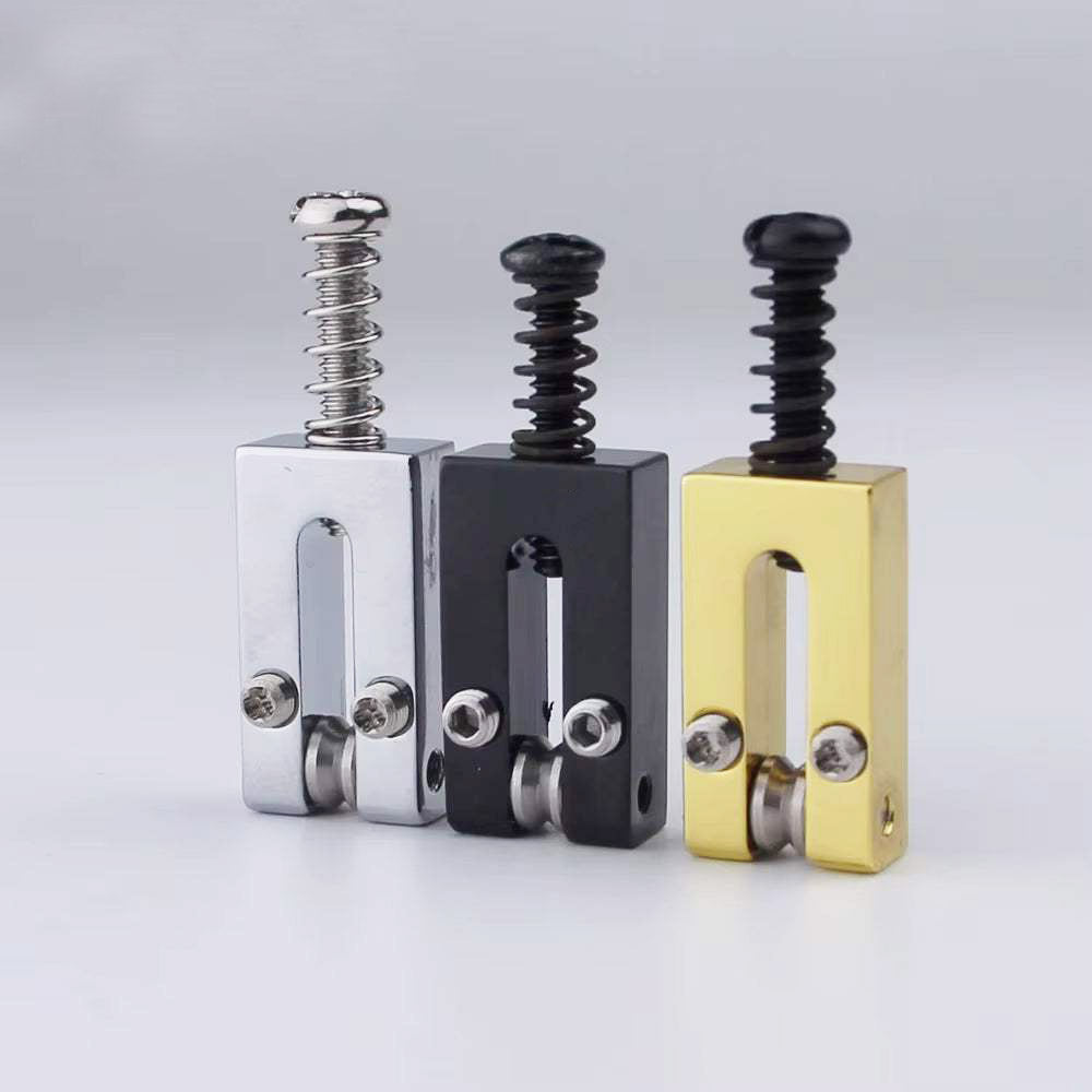 Brass Bridge Roller Saddles For FD Strat & Tele Electric Guitar With Black Screws | Guyker