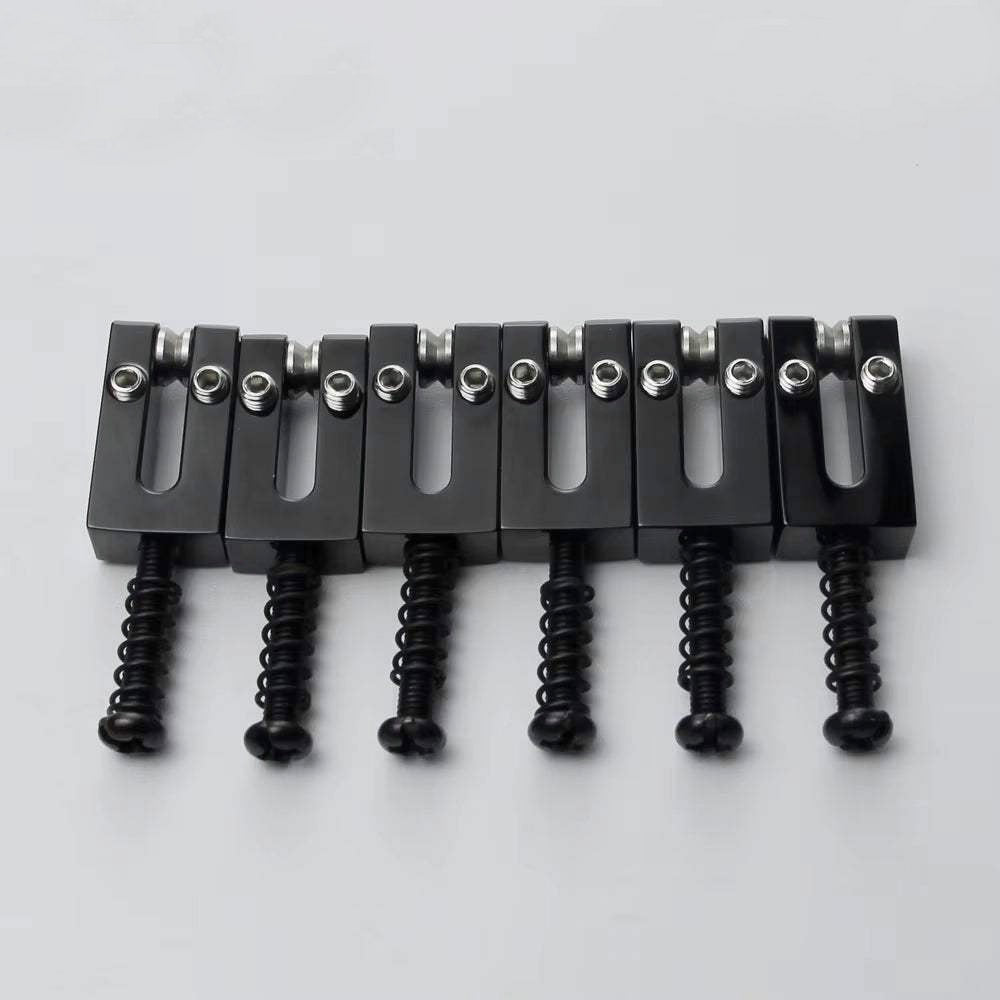 Brass Bridge Roller Saddles For FD Strat & Tele Electric Guitar With Black Screws | Guyker