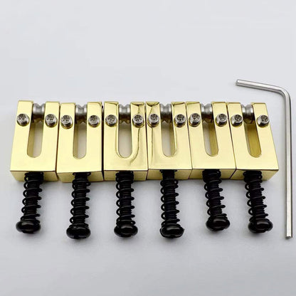 Brass Bridge Roller Saddles For FD Strat & Tele Electric Guitar With Black Screws | Guyker