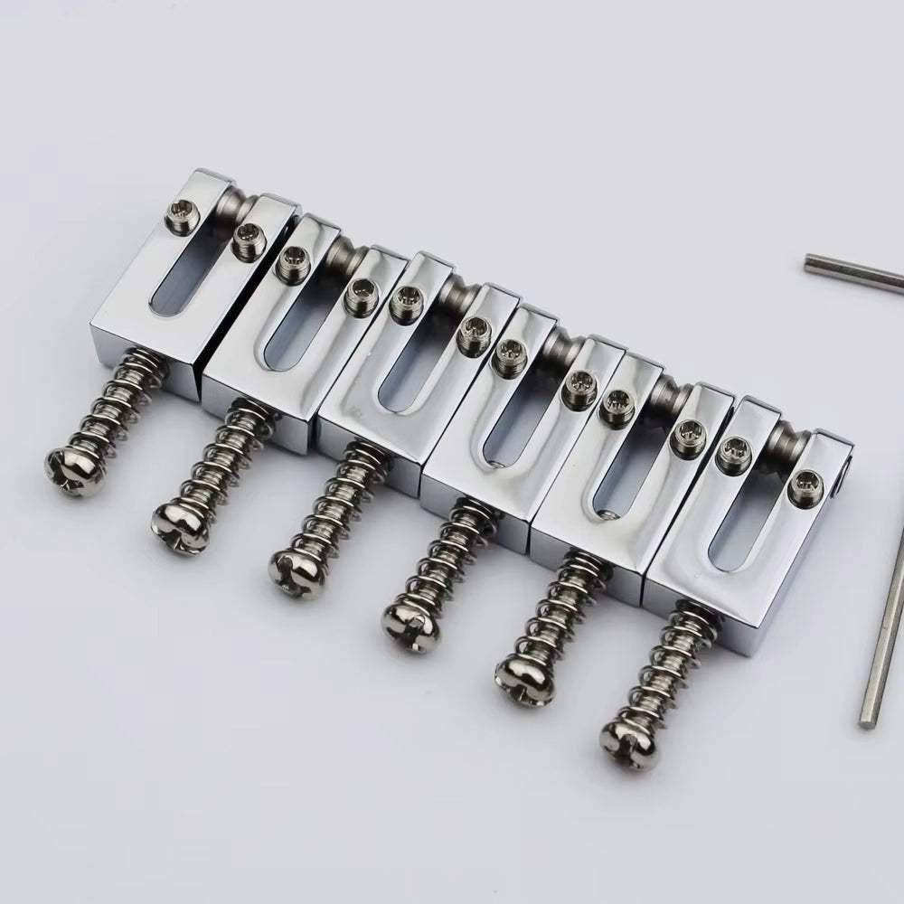 Brass Bridge Roller Saddles For FD Strat & Tele Electric Guitar With Black Screws | Guyker