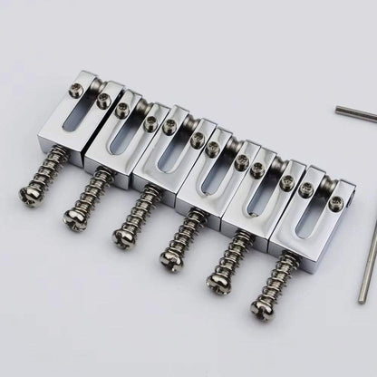 Brass Bridge Roller Saddles For FD Strat & Tele Electric Guitar With Black Screws | Guyker