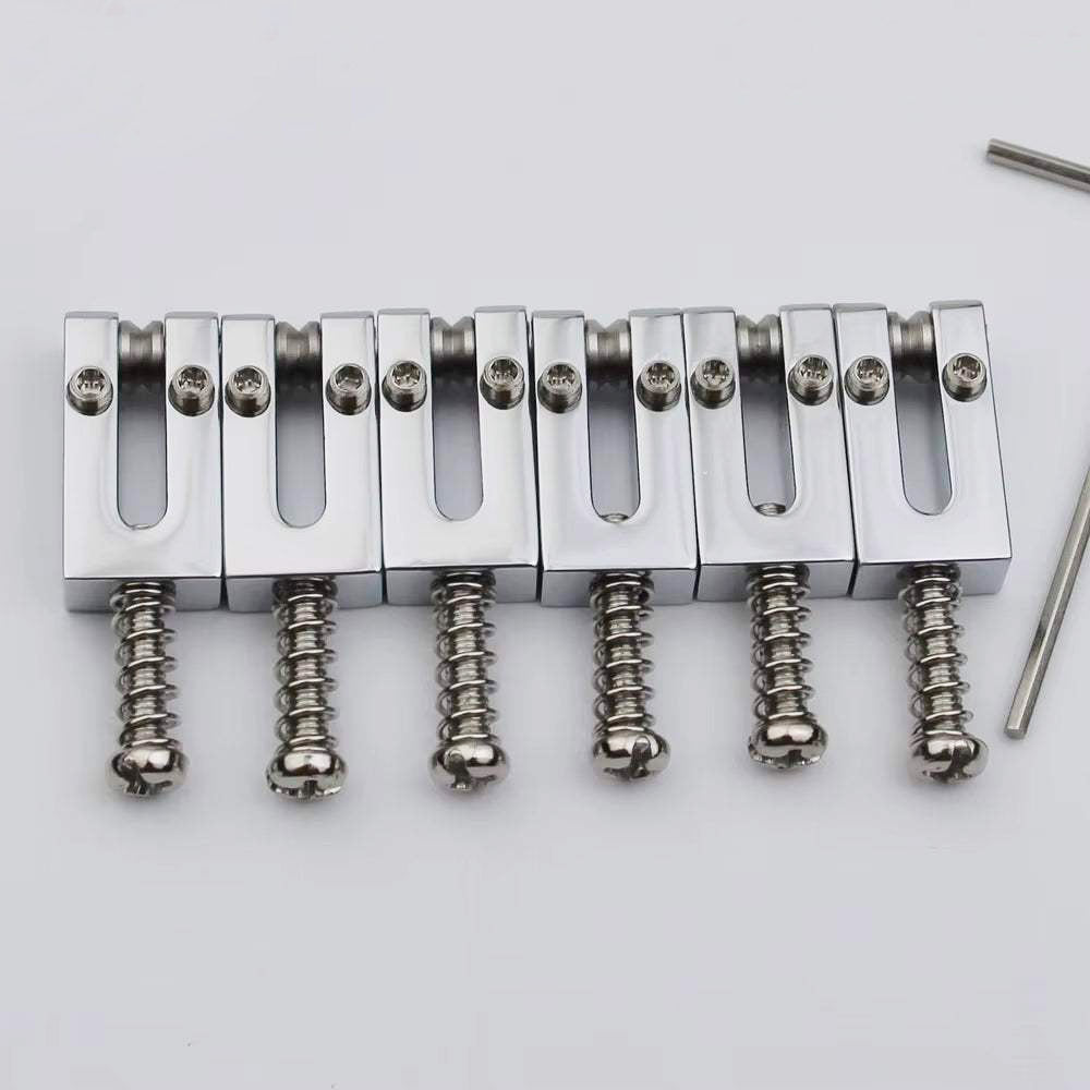 Brass Bridge Roller Saddles For FD Strat & Tele Electric Guitar With Black Screws | Guyker