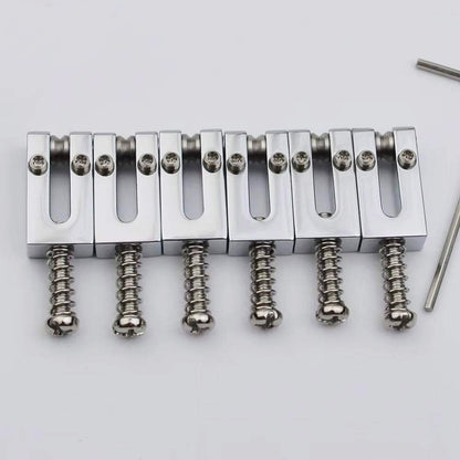 Brass Bridge Roller Saddles For FD Strat & Tele Electric Guitar With Black Screws | Guyker