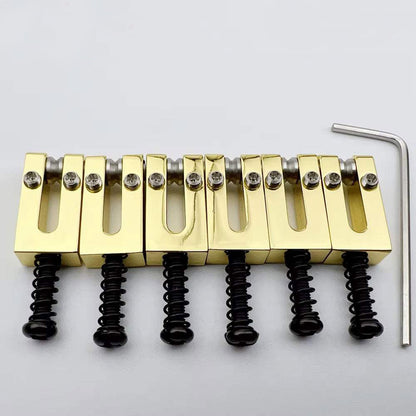 Brass Bridge Roller Saddles For FD Strat & Tele Electric Guitar With Black Screws | Guyker