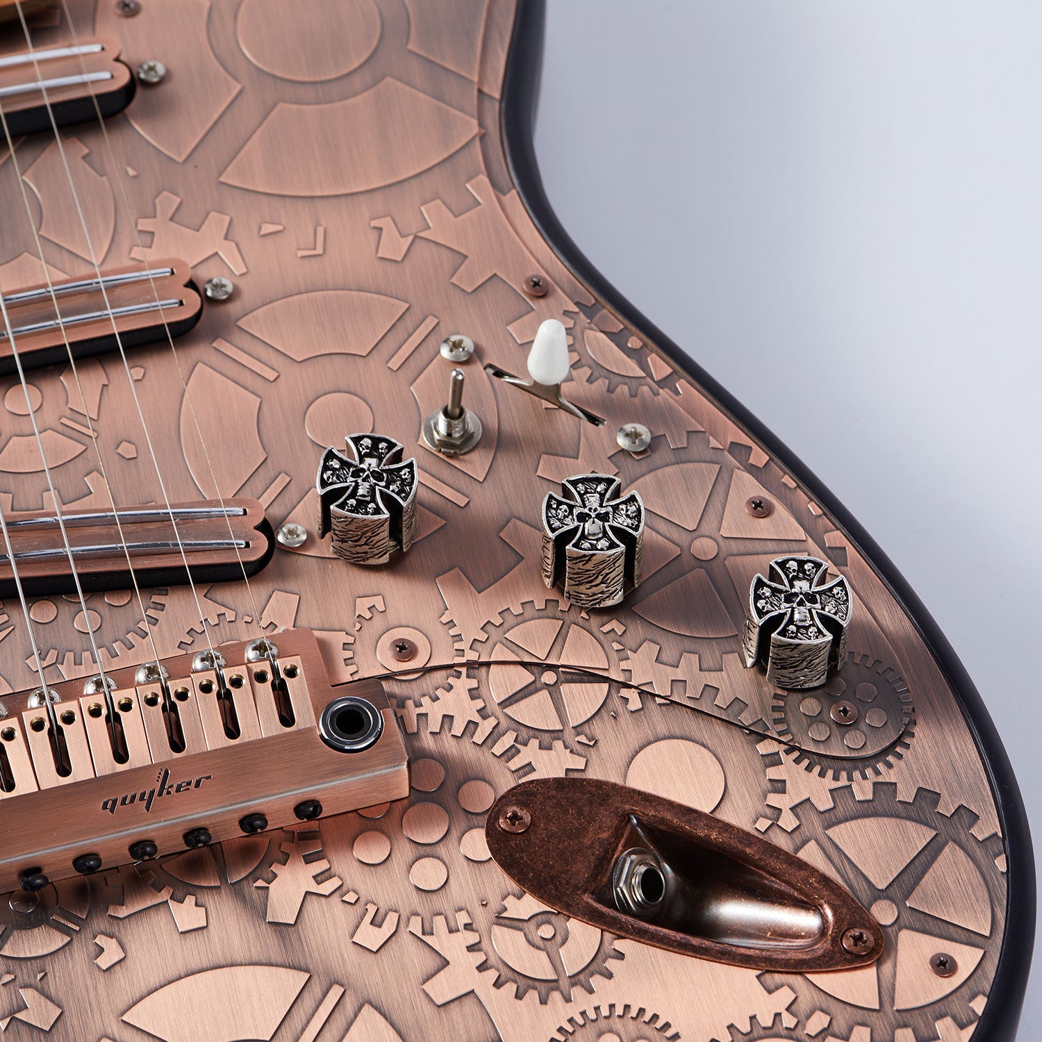 Brass Control Knobs Cross Skeleton Style Dia. 6mm – Dual Color Options for Guitar & Bass | Guyker