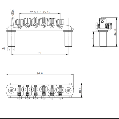 CNC Aluminum 6 String Guitar Bridge Roller Bridge For Jazzmaster 9.5/7.25" Radius Guyker