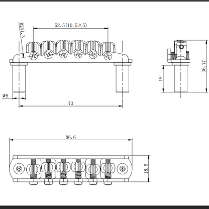 CNC Aluminum 6 String Guitar Bridge Roller Bridge For Jazzmaster 9.5/7.25" Radius Guyker