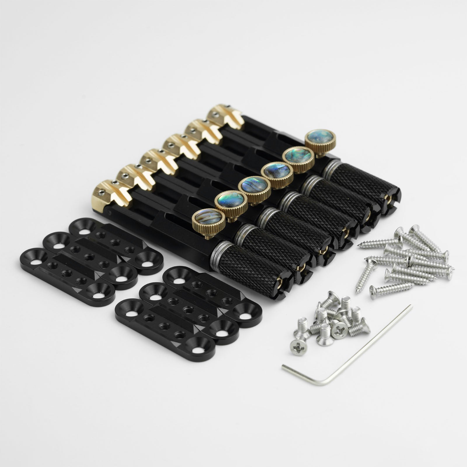 CNC Aluminum Alloy Headless Guitar Bridge with Brass Saddles Guyker