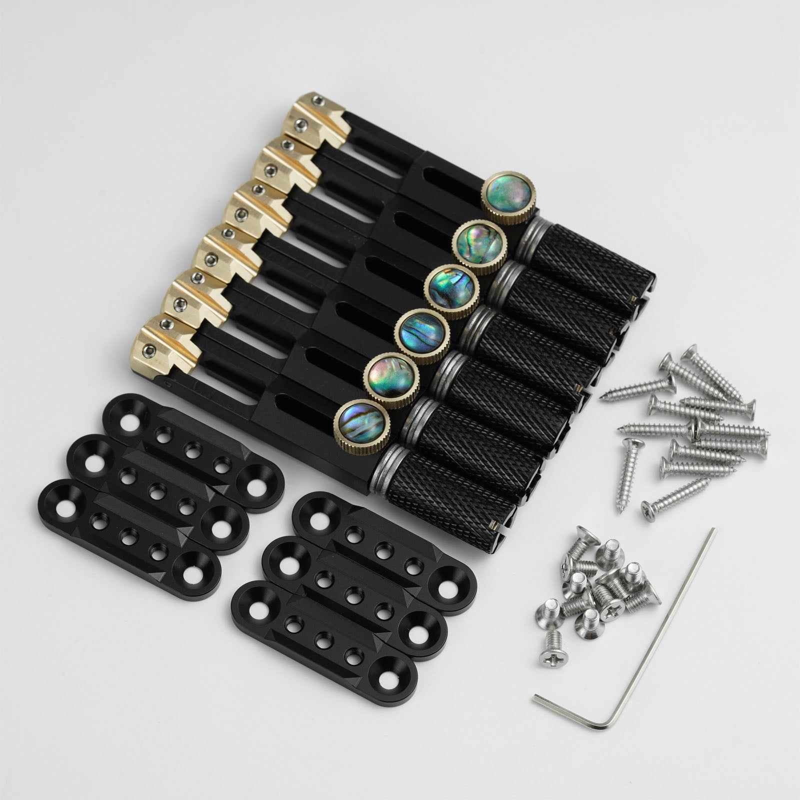 CNC Aluminum Alloy Headless Guitar Bridge with Brass Saddles Guyker