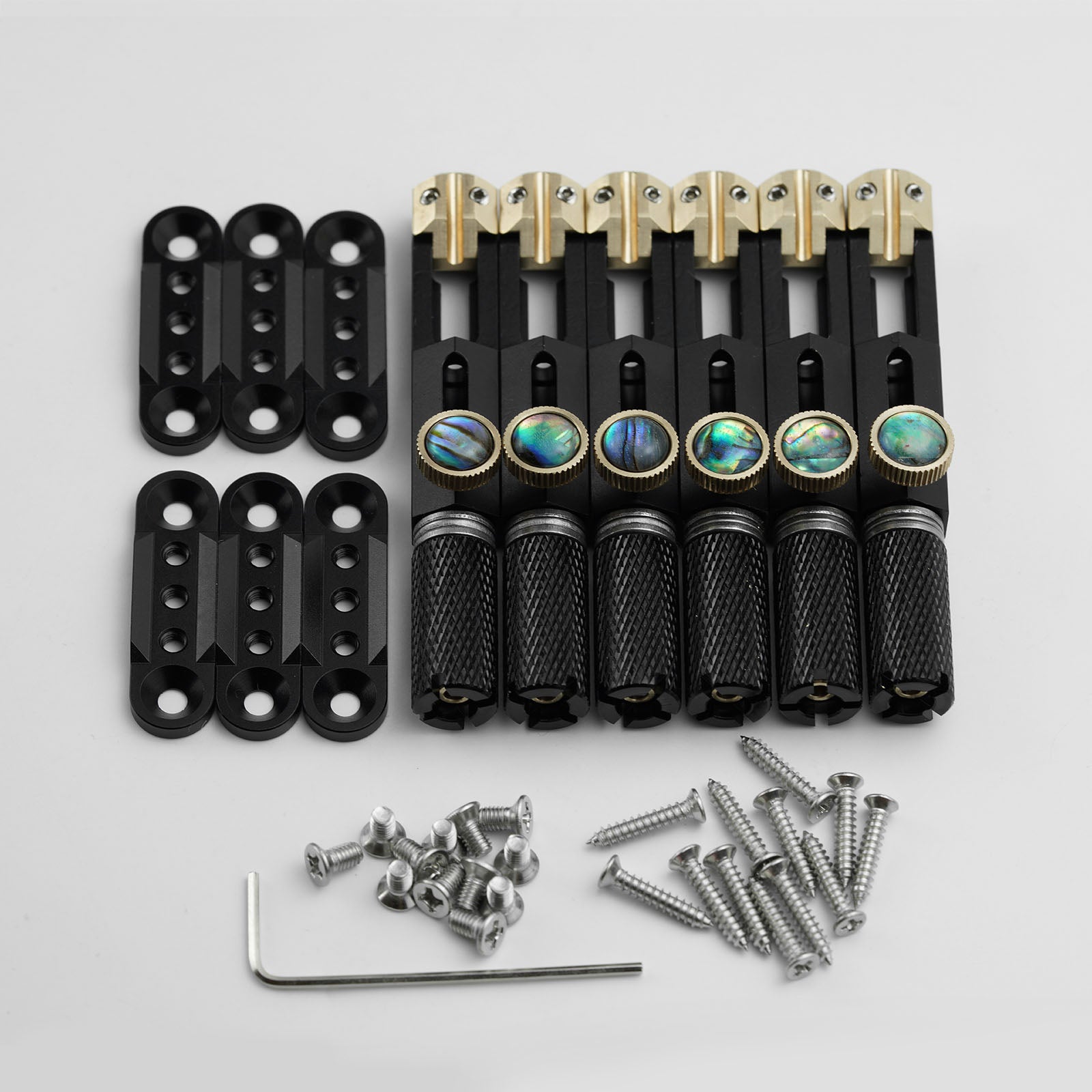 CNC Aluminum Alloy Headless Guitar Bridge with Brass Saddles Guyker