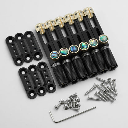 CNC Aluminum Alloy Headless Guitar Bridge with Brass Saddles Guyker