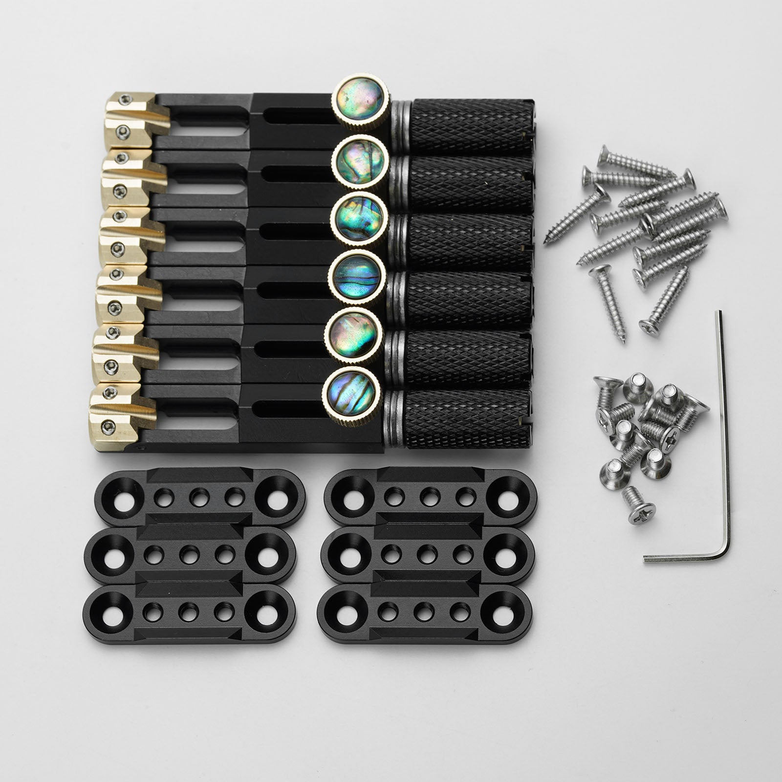 CNC Aluminum Alloy Headless Guitar Bridge with Brass Saddles Guyker