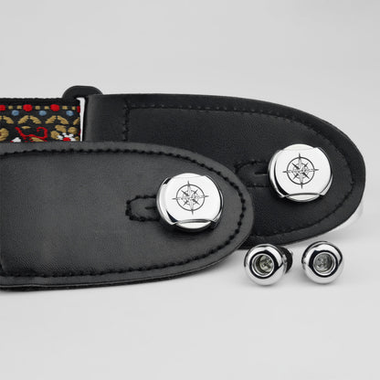 CNC Guitar Strap Buttons – Brass & Steel Locking Set | Guyker