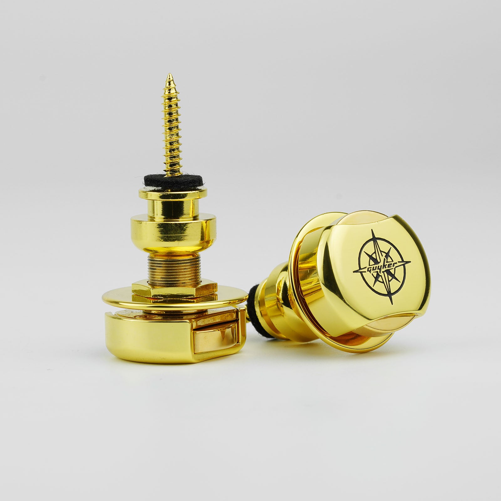 CNC Guitar Strap Buttons – Brass & Steel Locking Set | Guyker