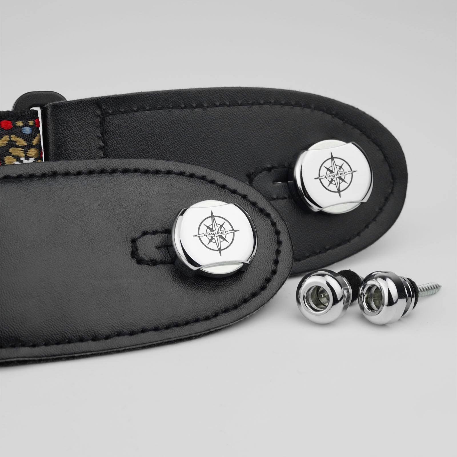 CNC Guitar Strap Buttons – Brass & Steel Locking Set | Guyker