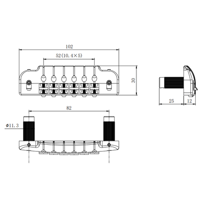 CNC Machined Aluminum Alloy TOM Guitar Bridge With Brass Saddles Guyker
