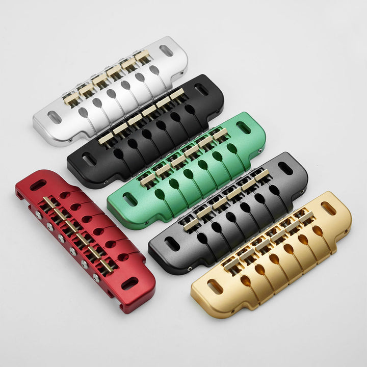 CNC Machined Aluminum Alloy TOM Guitar Bridge With Brass Saddles Guyker