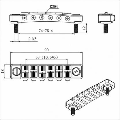 Guyker GMA-015B 6-String Tune-O-Matic Bridge CNC Aluminum Alloy
