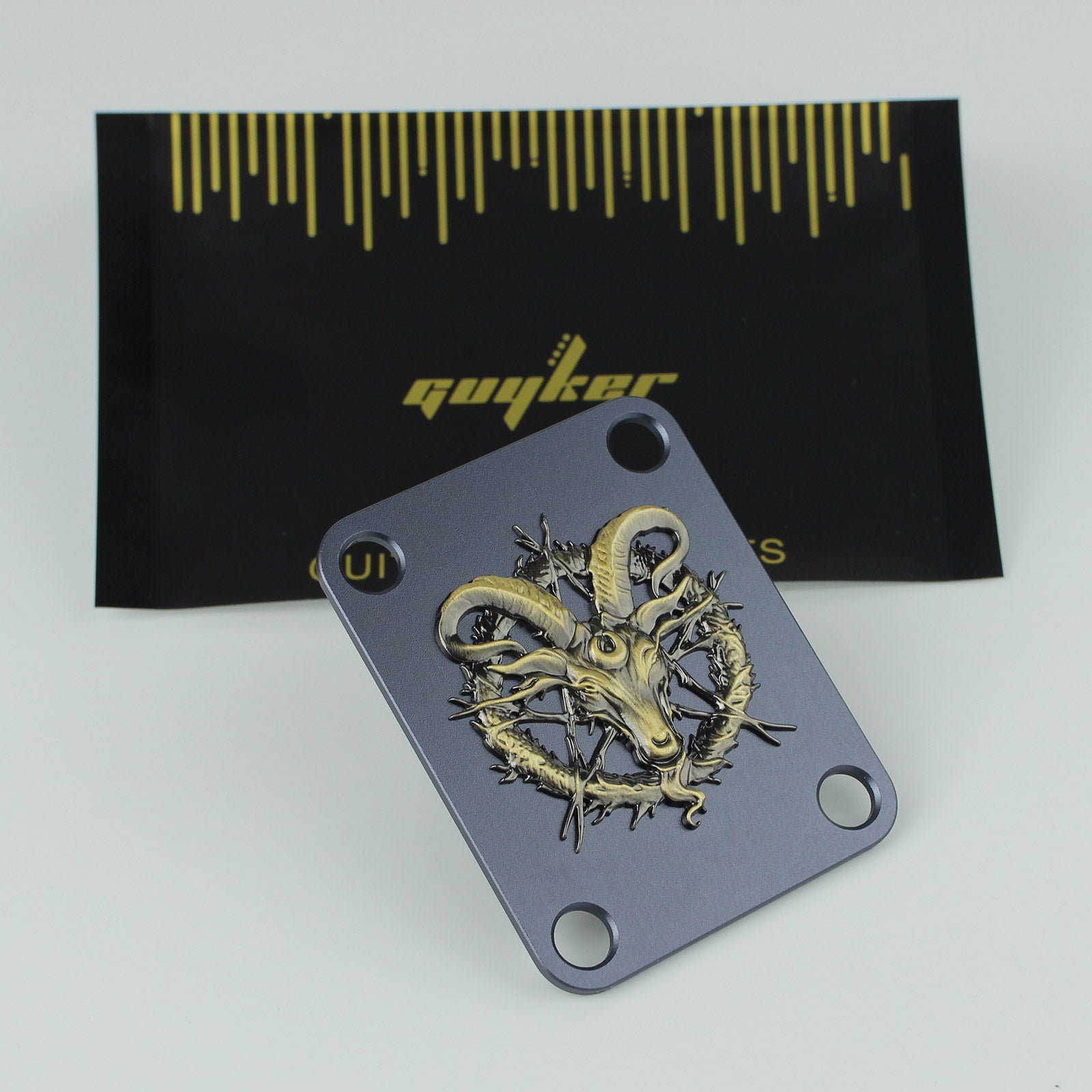 Custom 4-Hole Neck Plate with Goat Design  |  Guyker