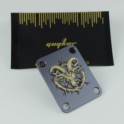 Custom 4-Hole Neck Plate with Goat Design  |  Guyker