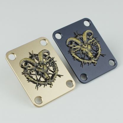 Custom 4-Hole Neck Plate with Goat Design  |  Guyker