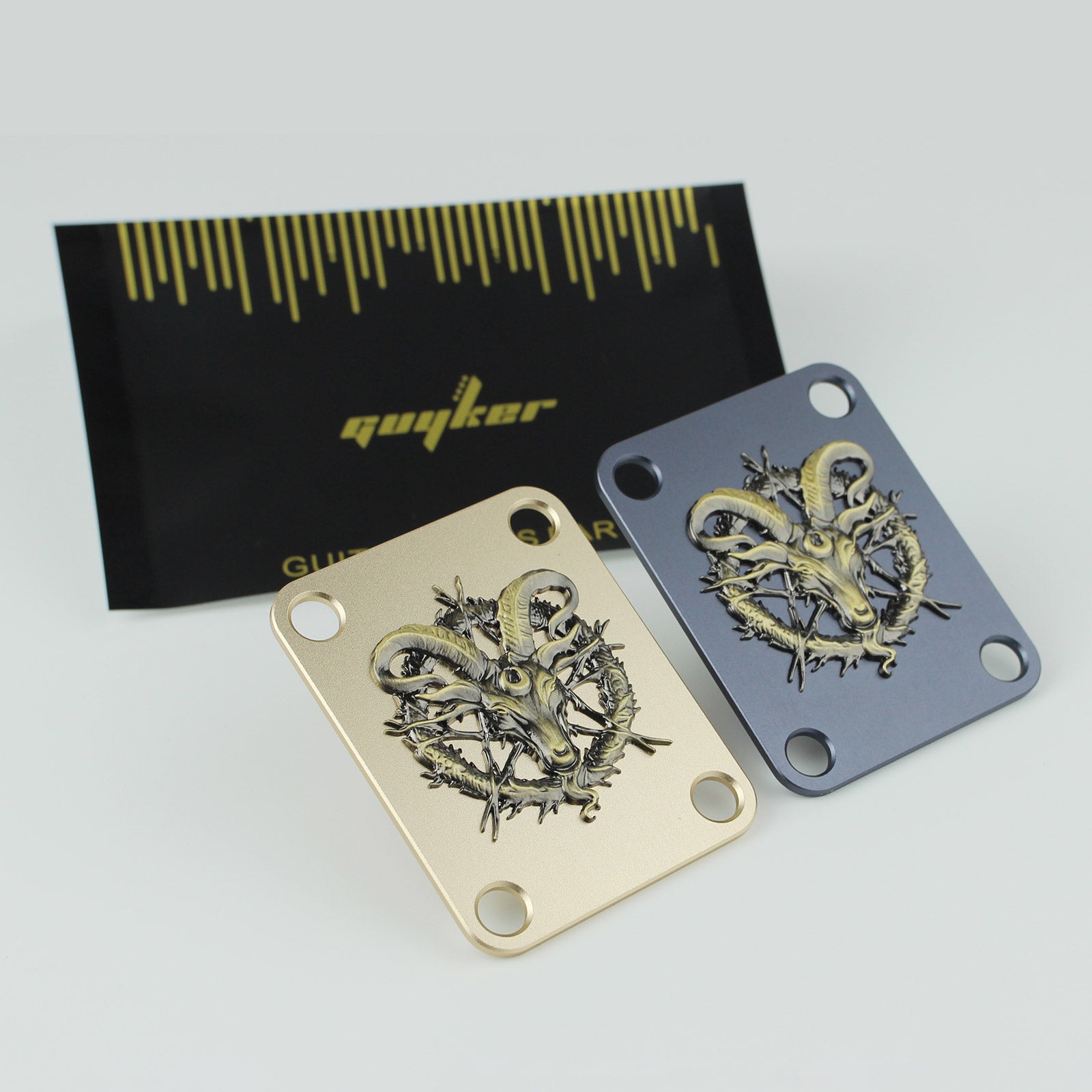 Custom 4-Hole Neck Plate with Goat Design  |  Guyker