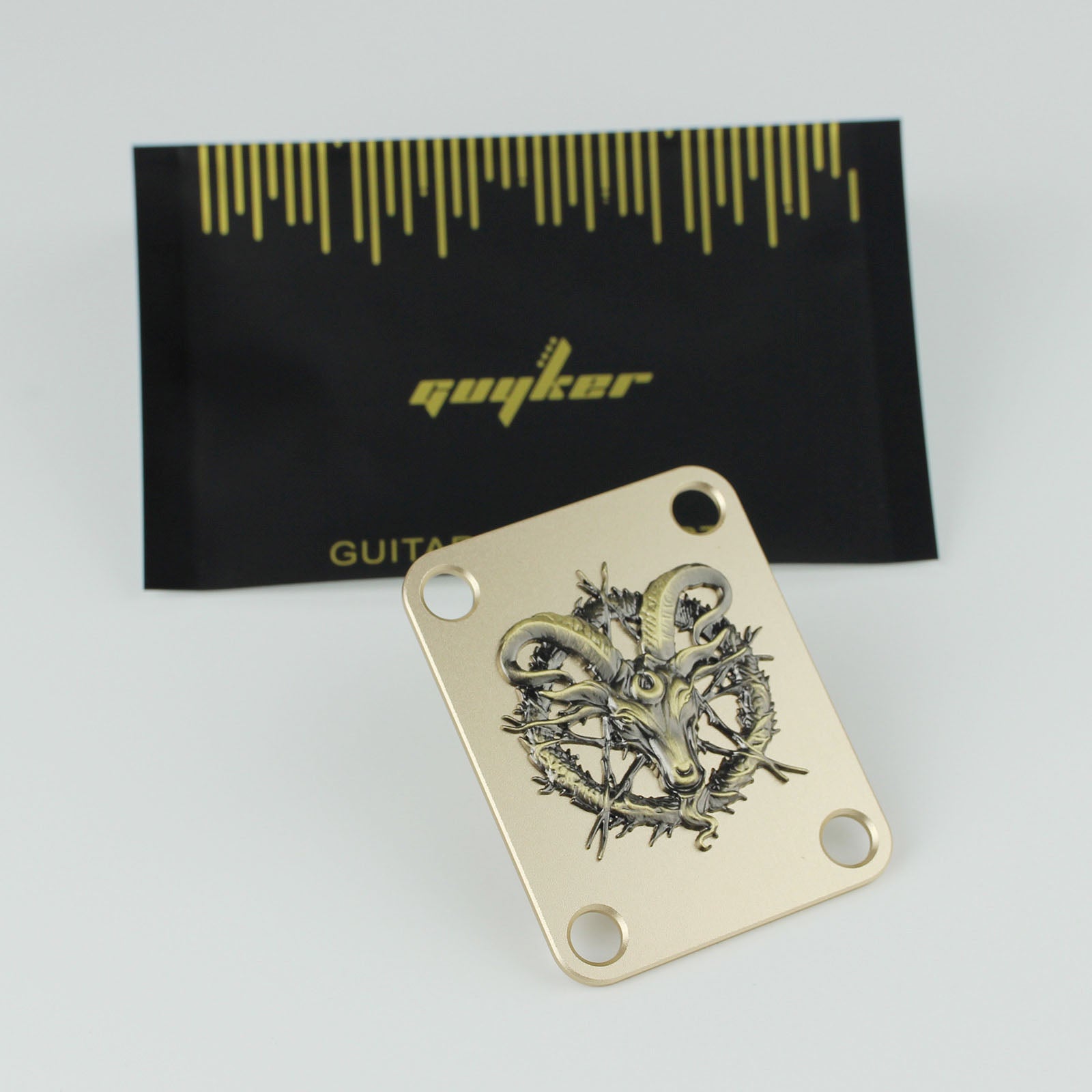 Custom 4-Hole Neck Plate with Goat Design  |  Guyker