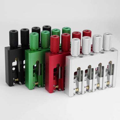 Guyker WBA-004 4-String Bass Bridge, 19mm Spacing (CNC Aluminum, Brass Saddles)