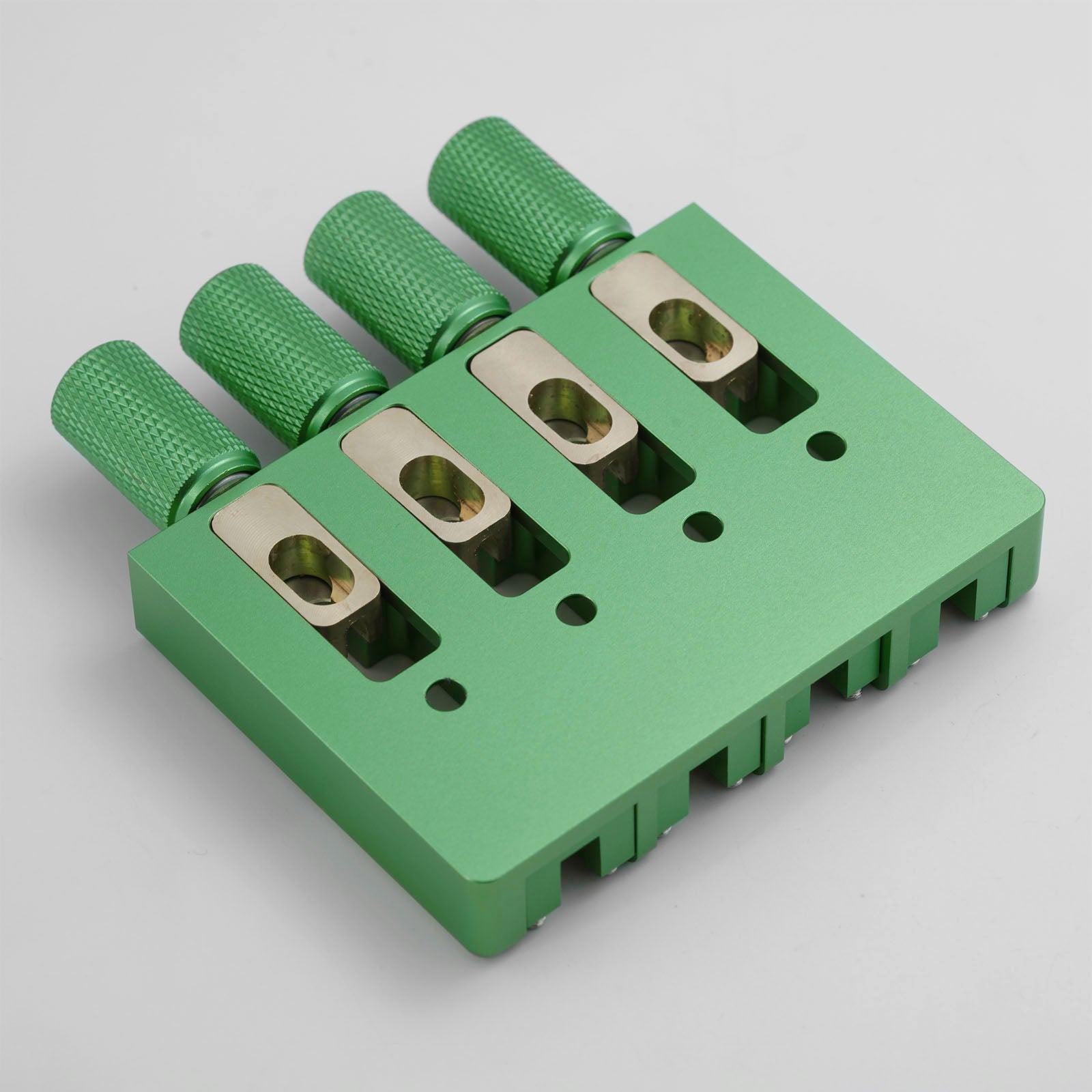 Guyker WBA-004 4-String Bass Bridge, 19mm Spacing (CNC Aluminum, Brass Saddles)