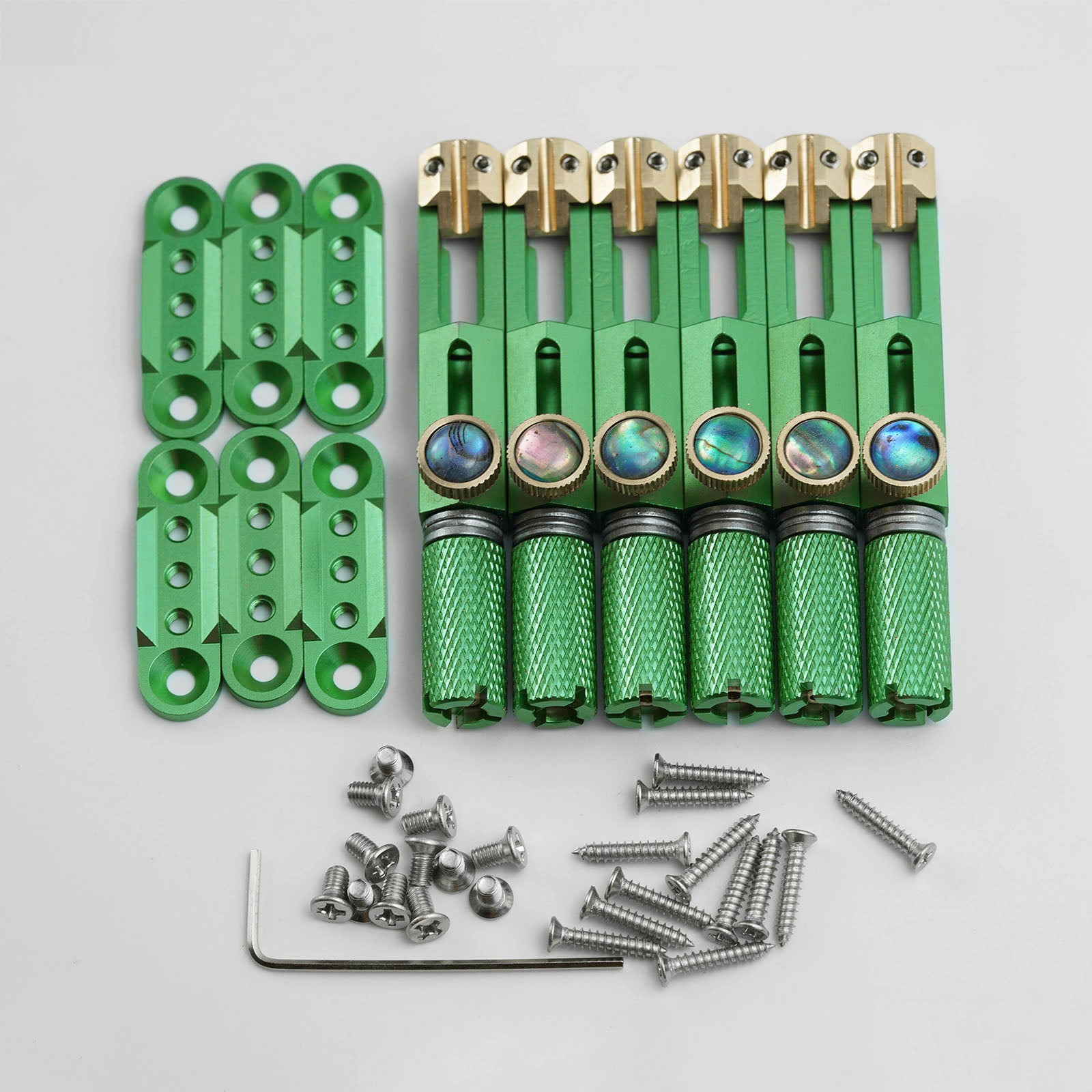 Guyker WT003 CNC Aluminum Alloy Headless Guitar Bridge with Brass Saddles