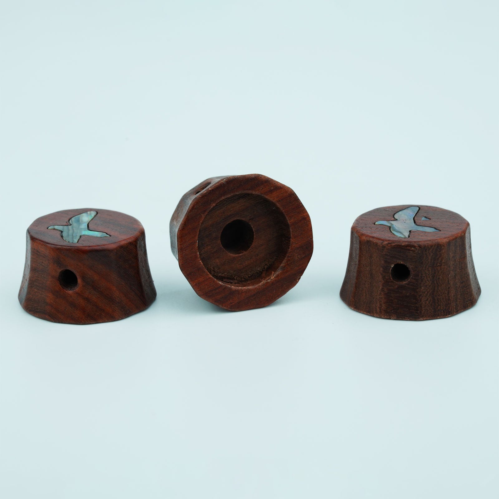 Perilla del Potenciómetro Estilo PRS Guyker WK014 Superficie de Madera Roja con Patrón de Pájaro