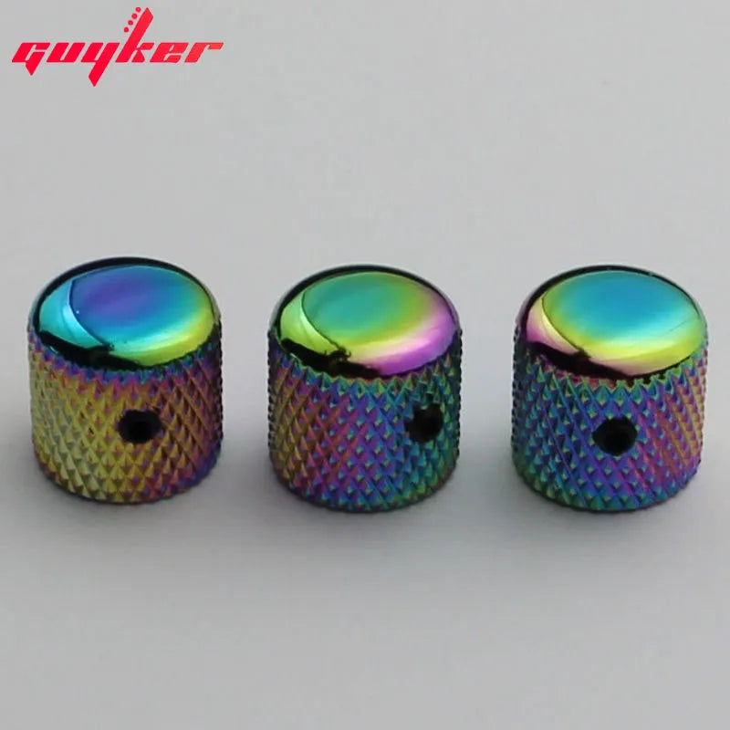 Bouton en Métal Chameleon Arc-en-Ciel Dôme NS005 pour Guitare Électrique et Basse