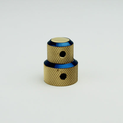 Dual Knurled Dome Control Knobs Dia. 6.4/8mm CNC Solid Brass for Guitar | Guyker