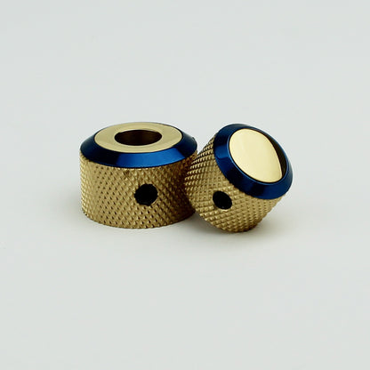 Dual Knurled Dome Control Knobs Dia. 6.4/8mm CNC Solid Brass for Guitar | Guyker
